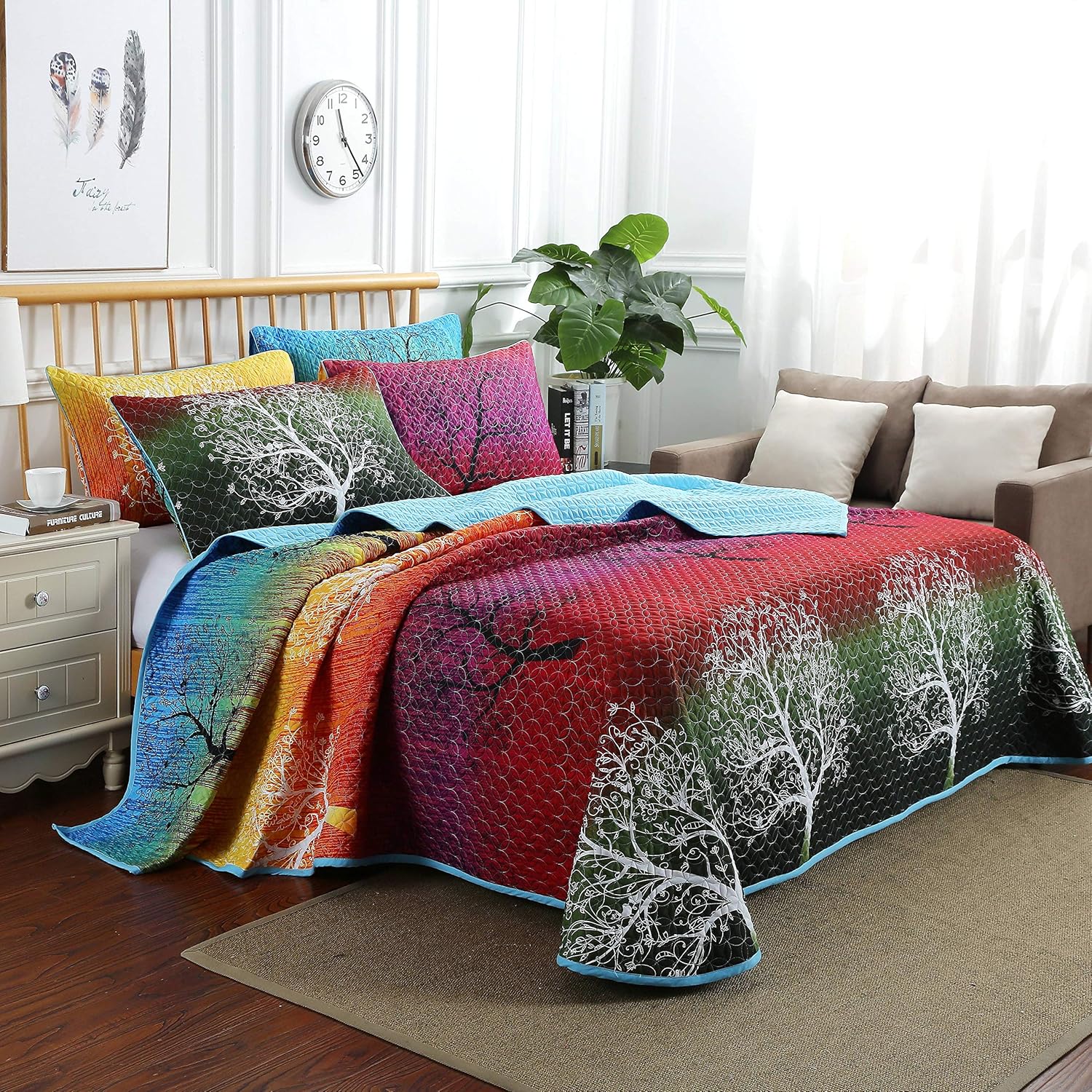 Swanson Beddings Rainbow Tree Quilt Set King Size