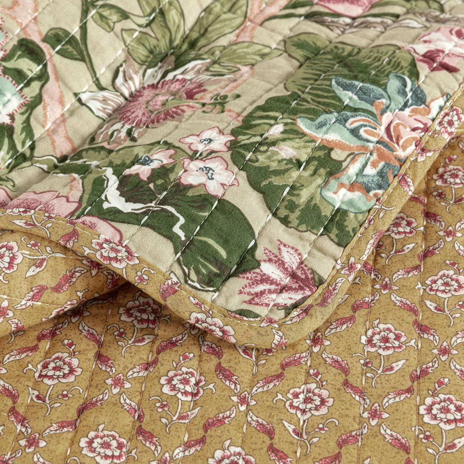 Chezmoi Collection Delaney 2-Piece Floral Patchwork Quilt Set Twin