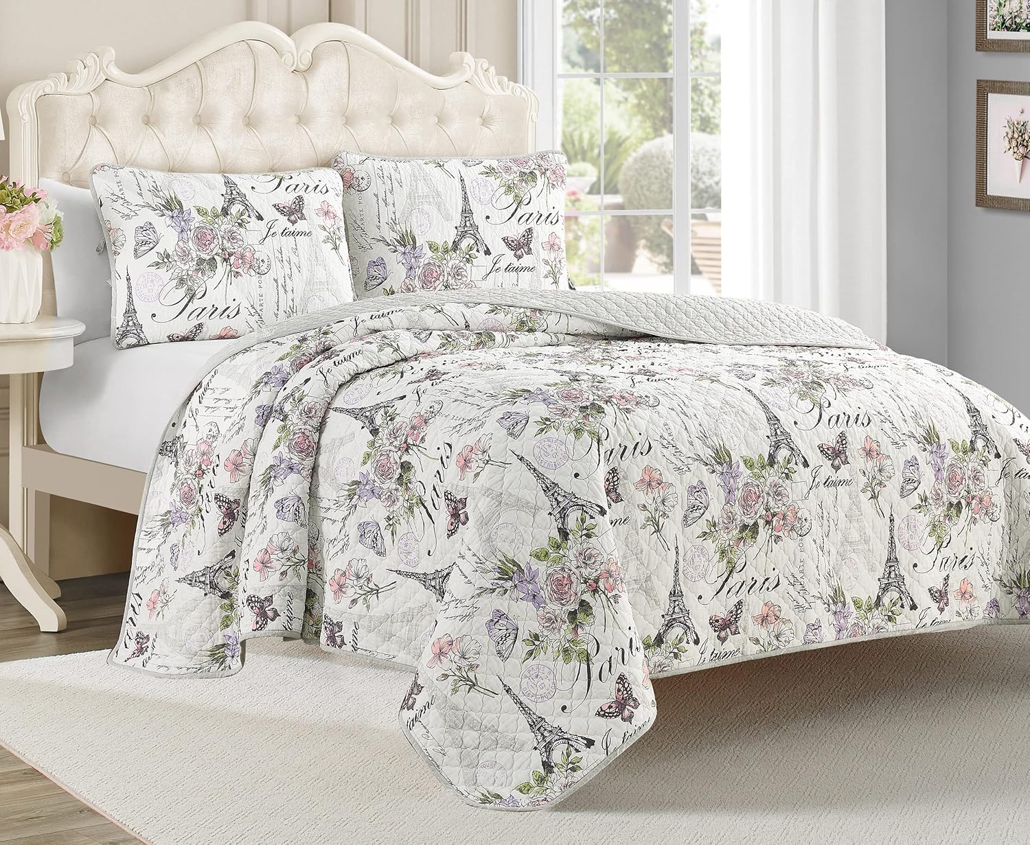 Home Resort Paris Floral King Quilt Set