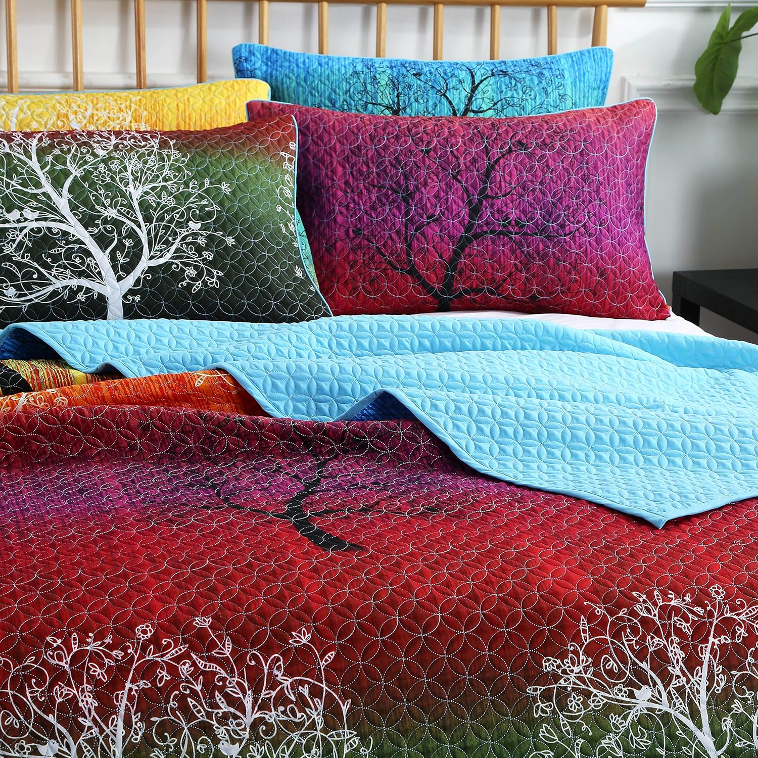 Swanson Beddings Rainbow Tree 5 Piece Quilt Set King
