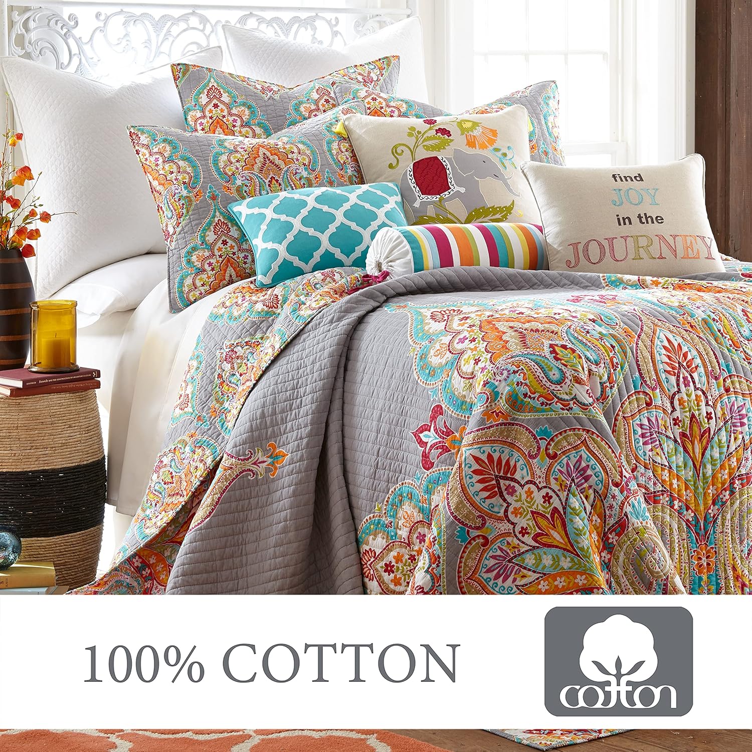 Levtex Home Marielle Grey Cotton Quilt Set