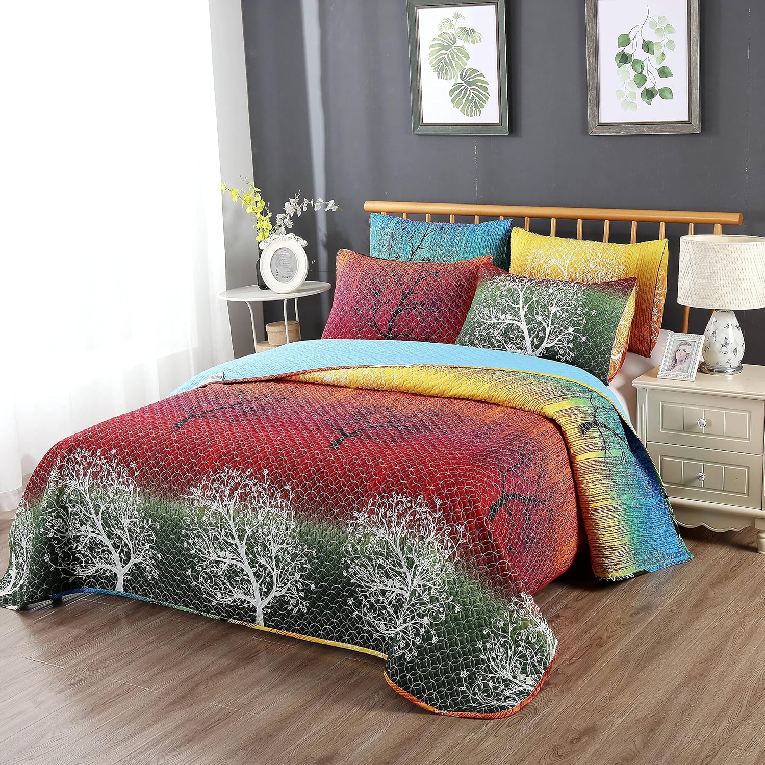 Swanson Beddings Rainbow Tree Quilt Set King Size