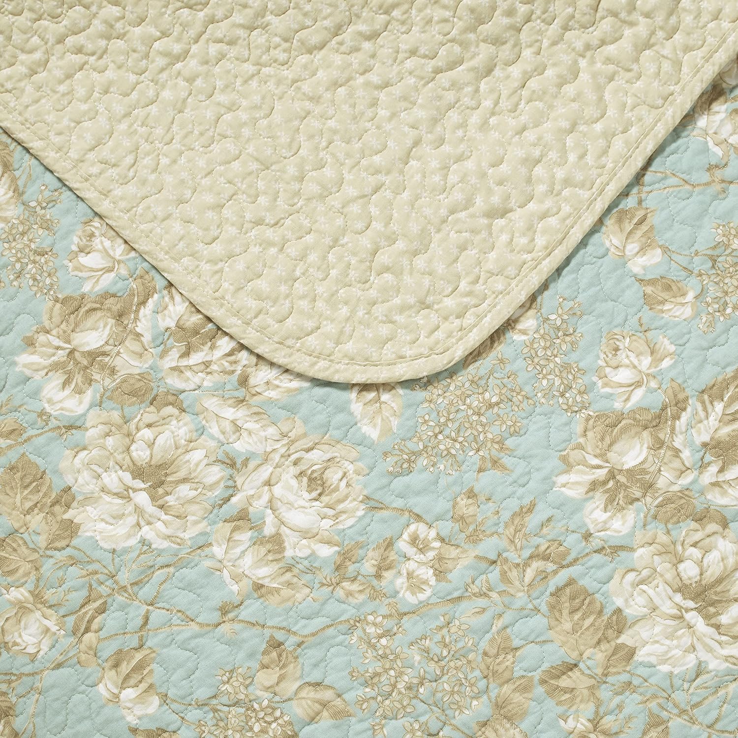 Laura Ashley Twin Quilt Set Cotton Reversible Bedding with Matching Sham