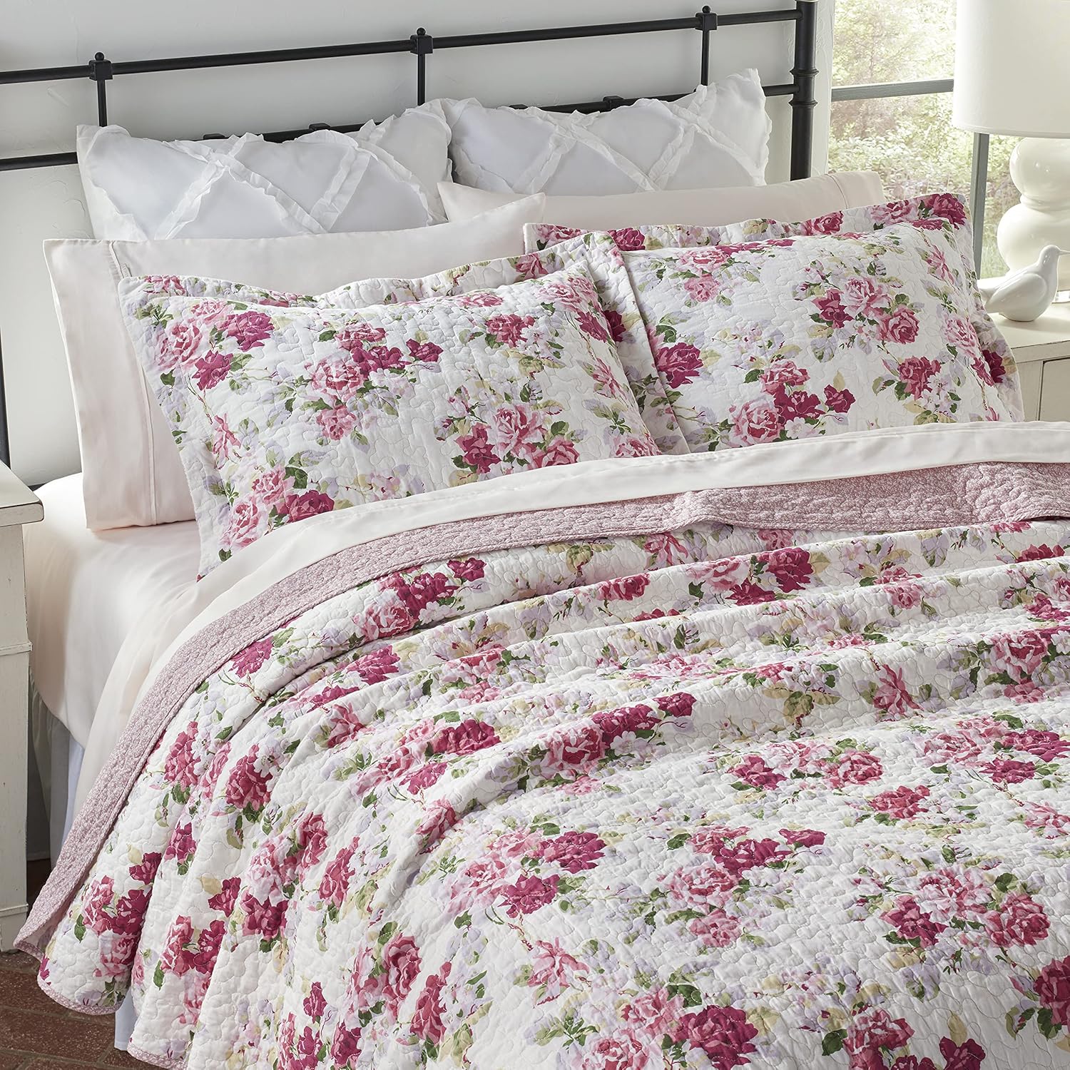 Laura Ashley King Quilt Set with Reversible Design