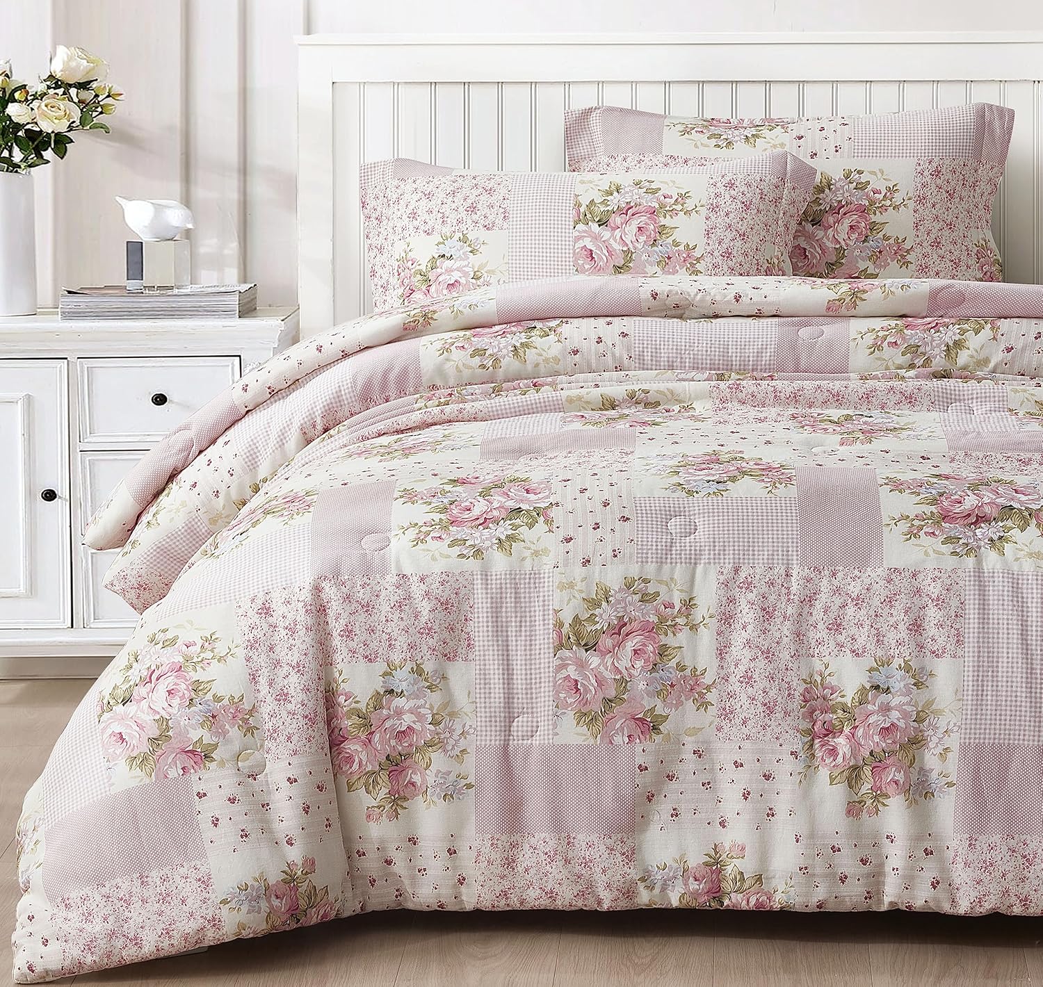 Chezmoi Rosy 3-Piece Queen Comforter Set