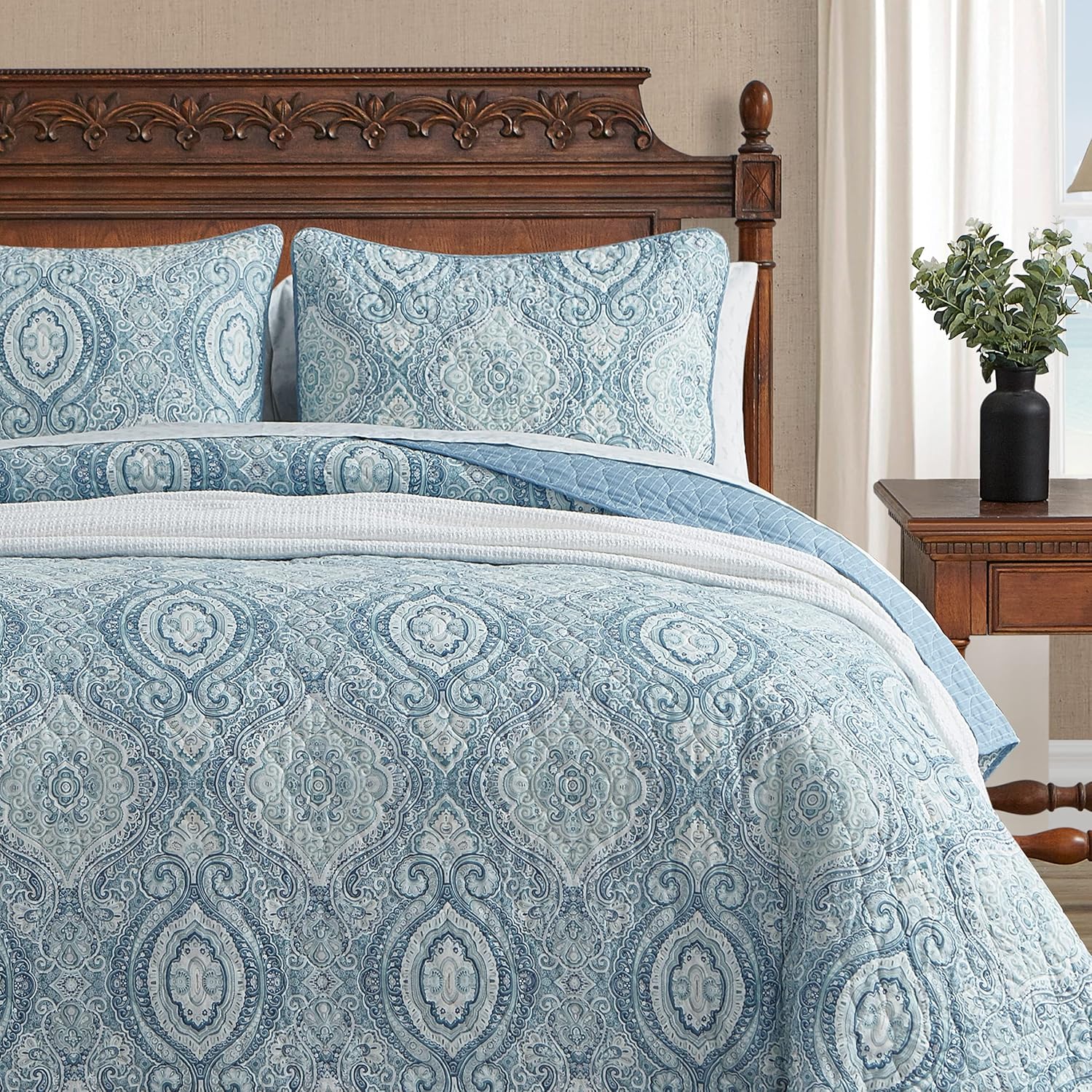 Tommy Bahama King Quilt Set - Turtle Cove Caribbean Blue