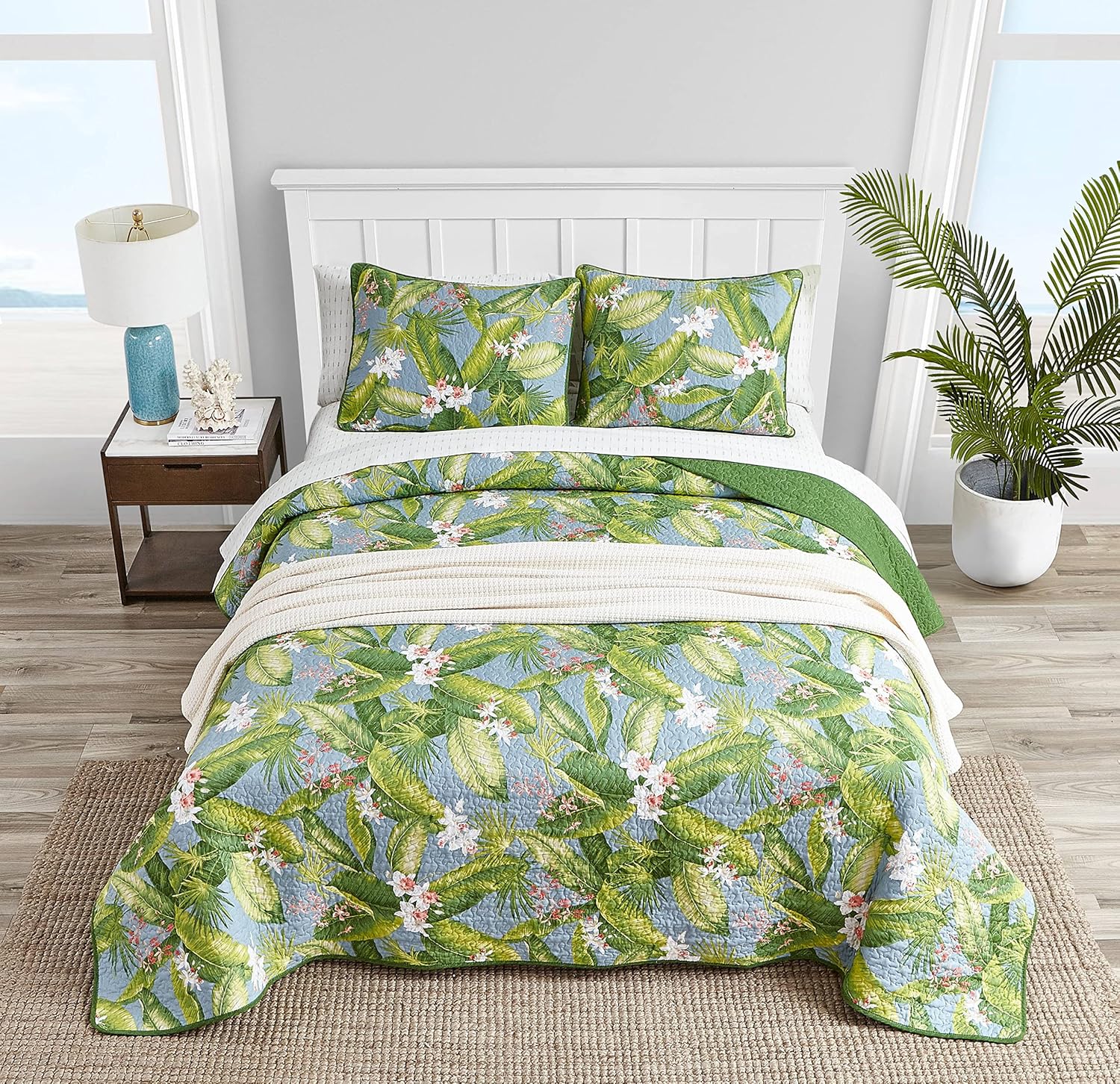 Tommy Bahama Twin Quilt Set - Reversible Cotton Bedding
