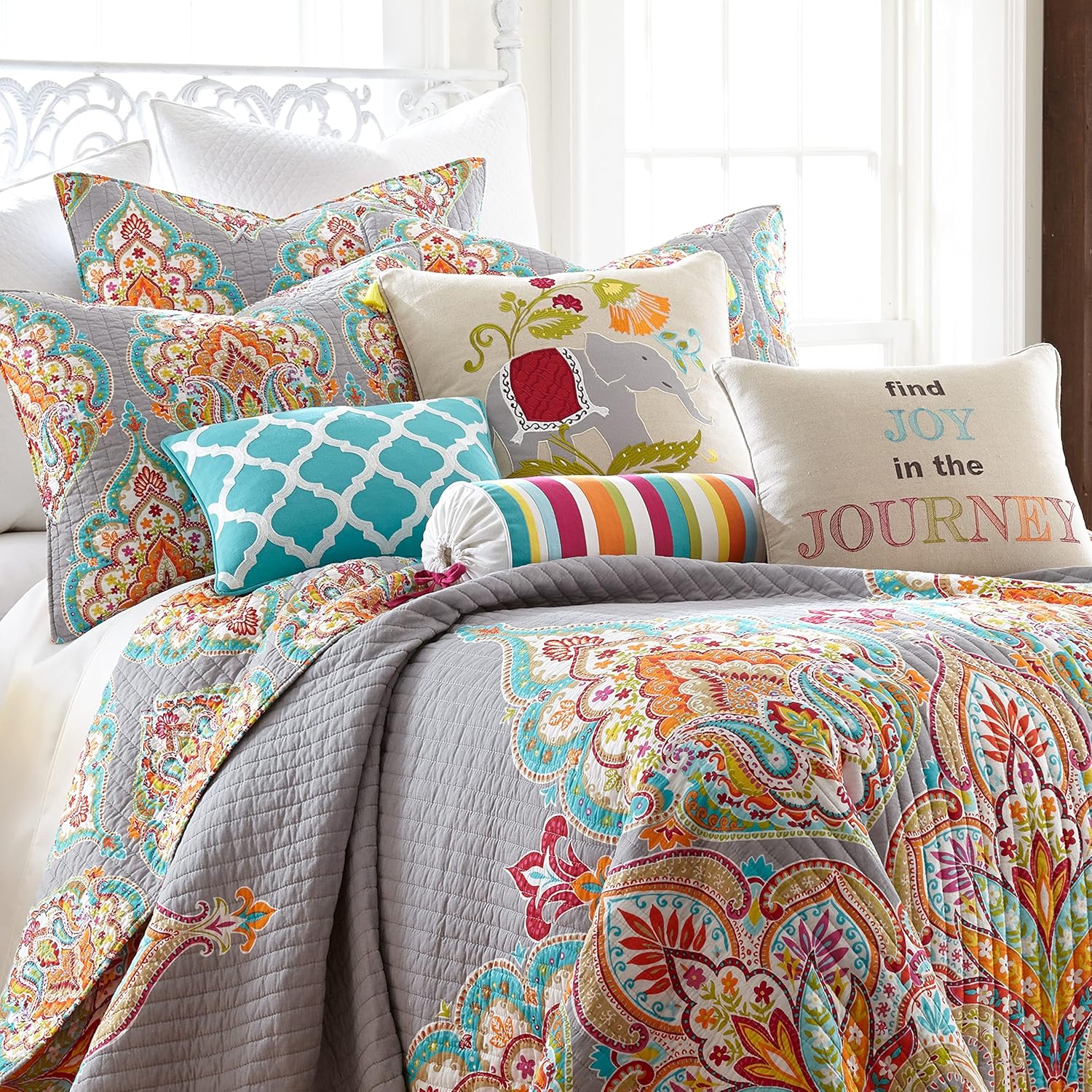 Levtex Home Marielle Grey Cotton Quilt Set