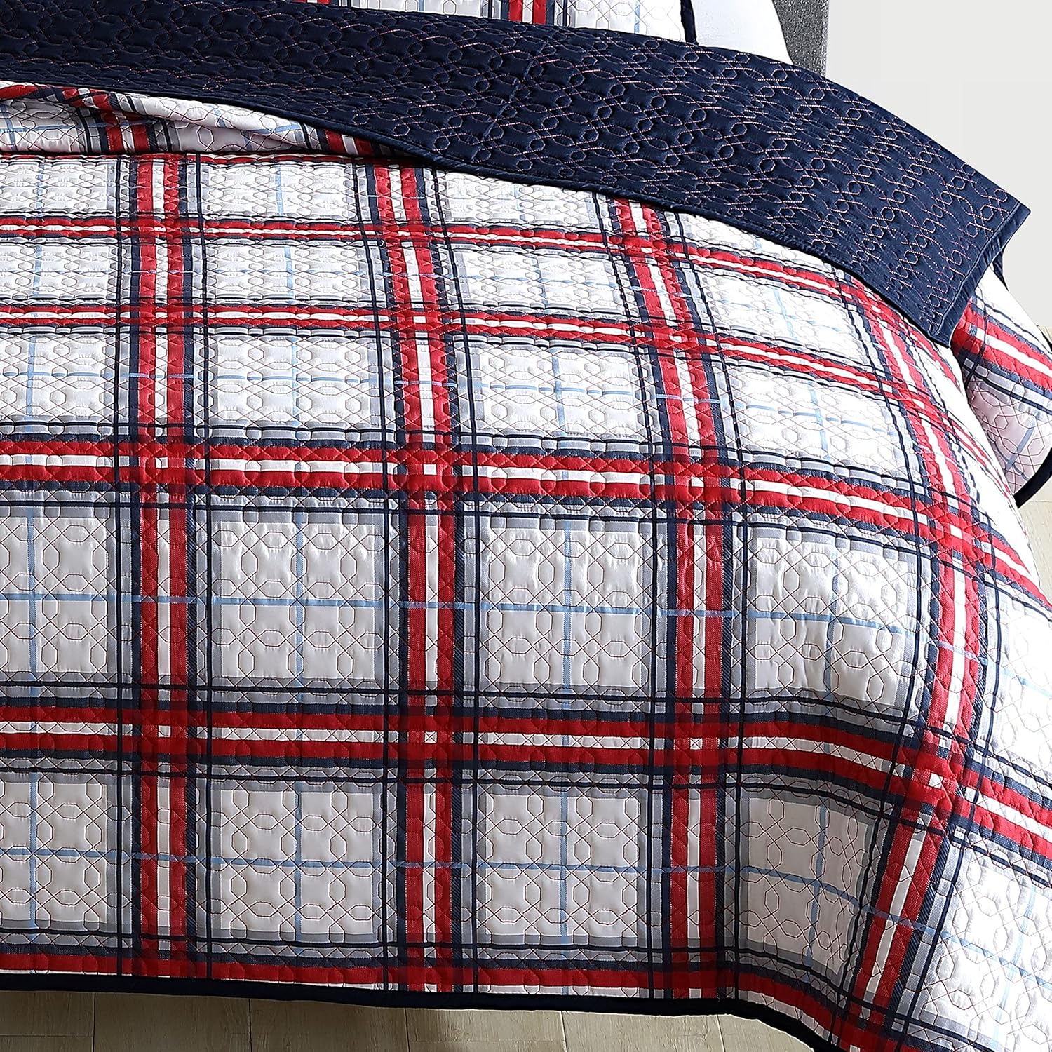 Riverbrook Home Red Plaid Coverlet Set Twin 2 Piece