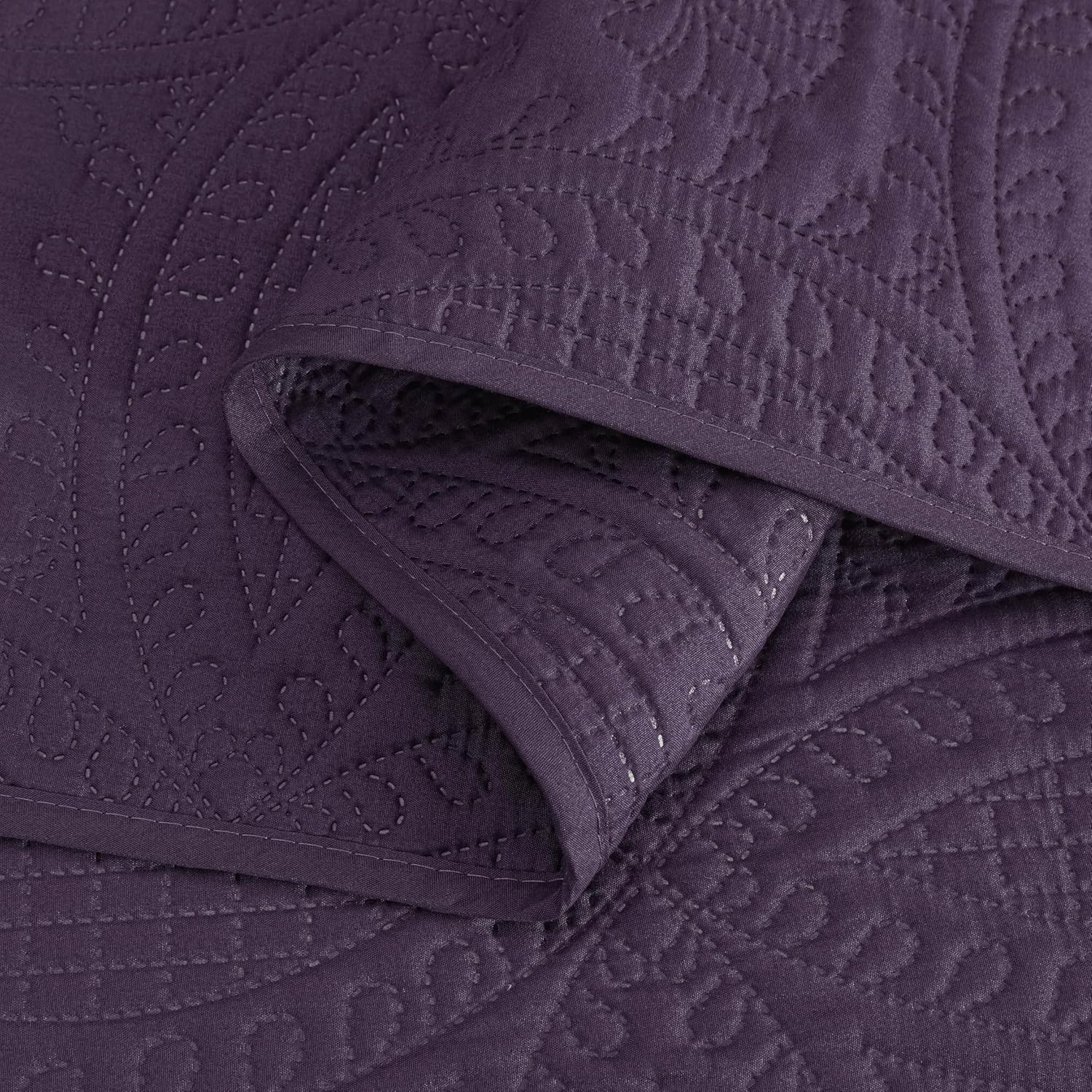 Chezmoi Austin 3-Piece Oversized Bedspread Set King Purple