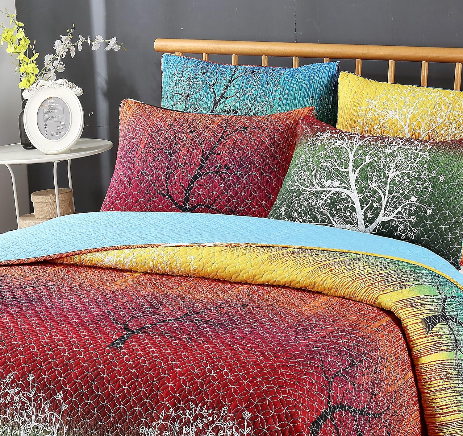 Swanson Beddings Rainbow Tree 5 Piece Quilt Set King