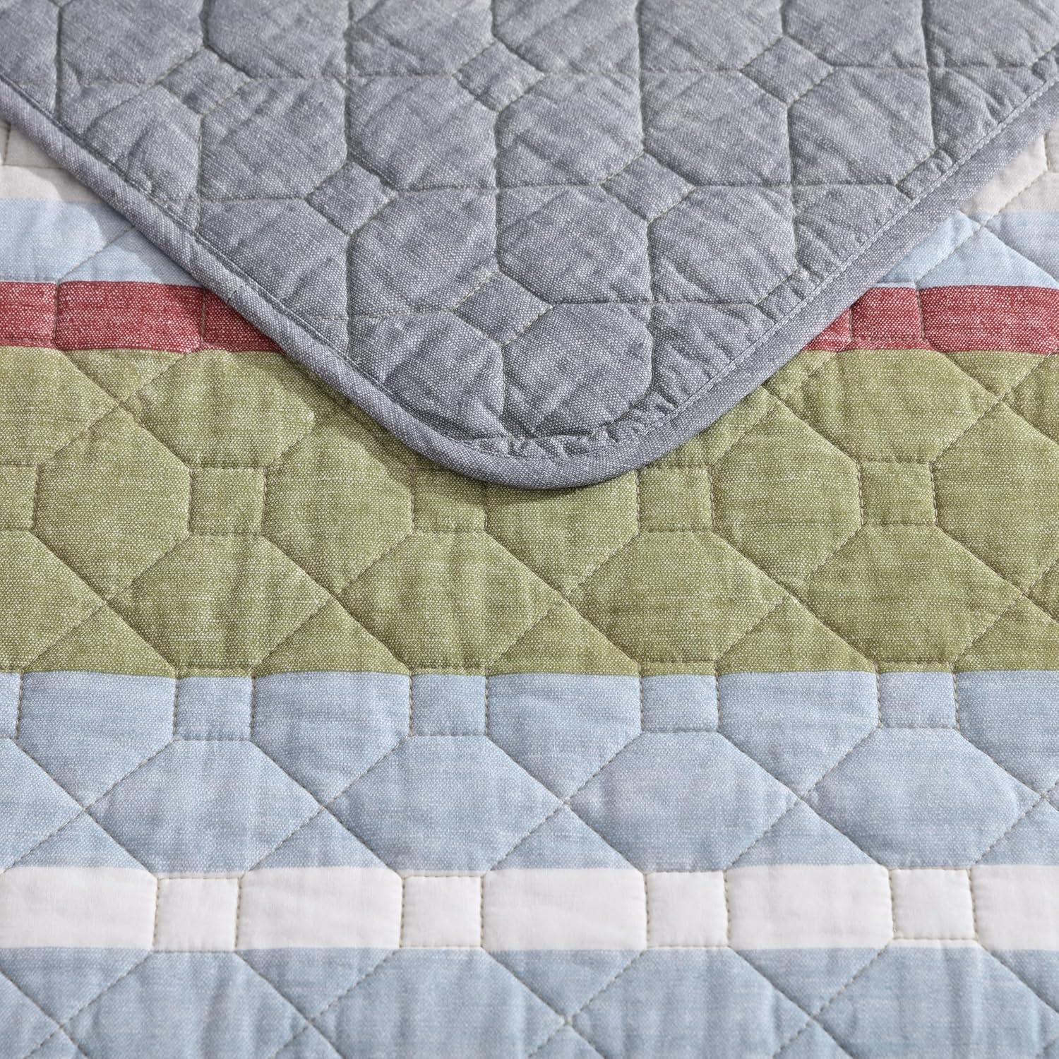 Eddie Bauer Full Queen Quilt Set Salmon Ladder Multi