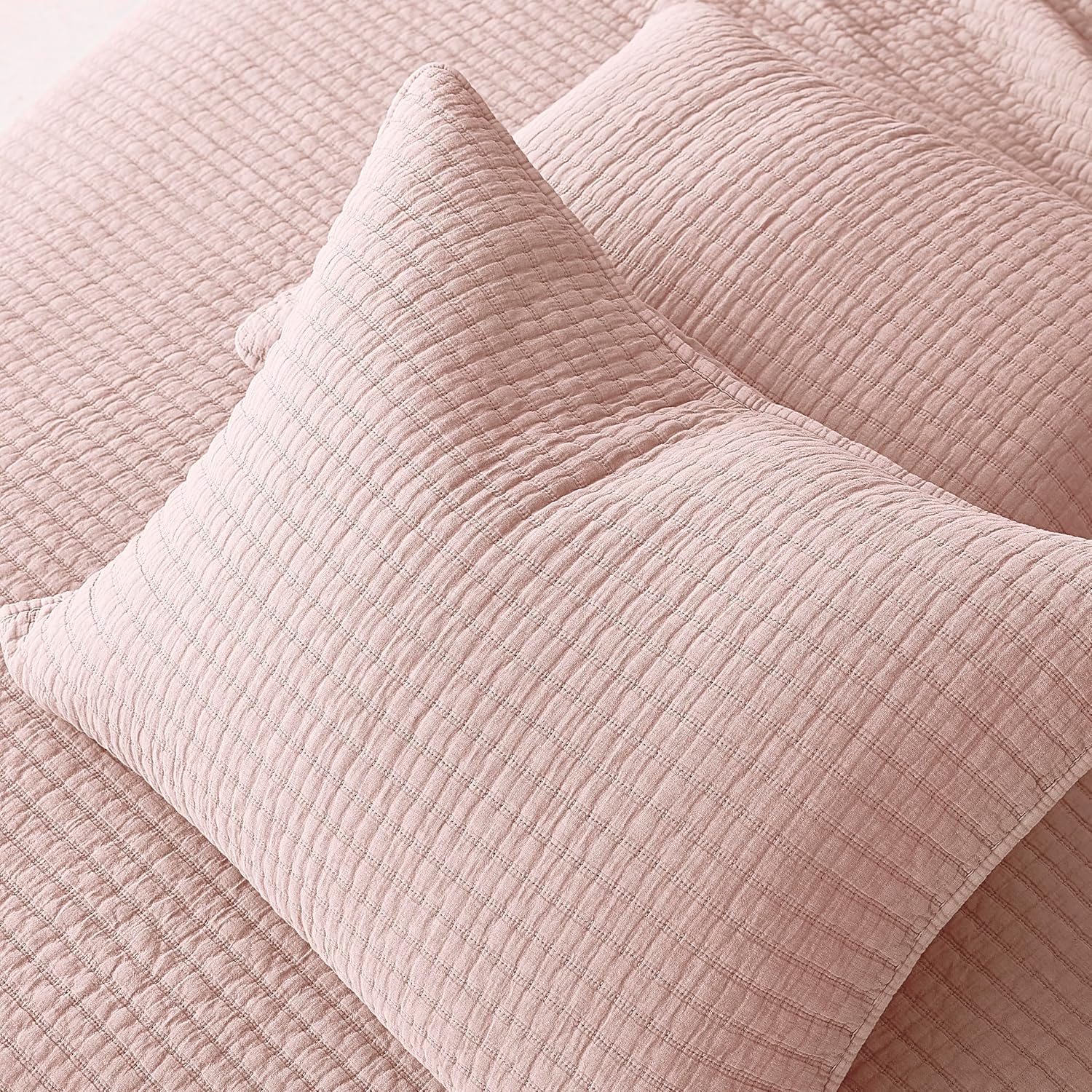 WDCOZY Pink Twin Quilt Set with 1 Sham