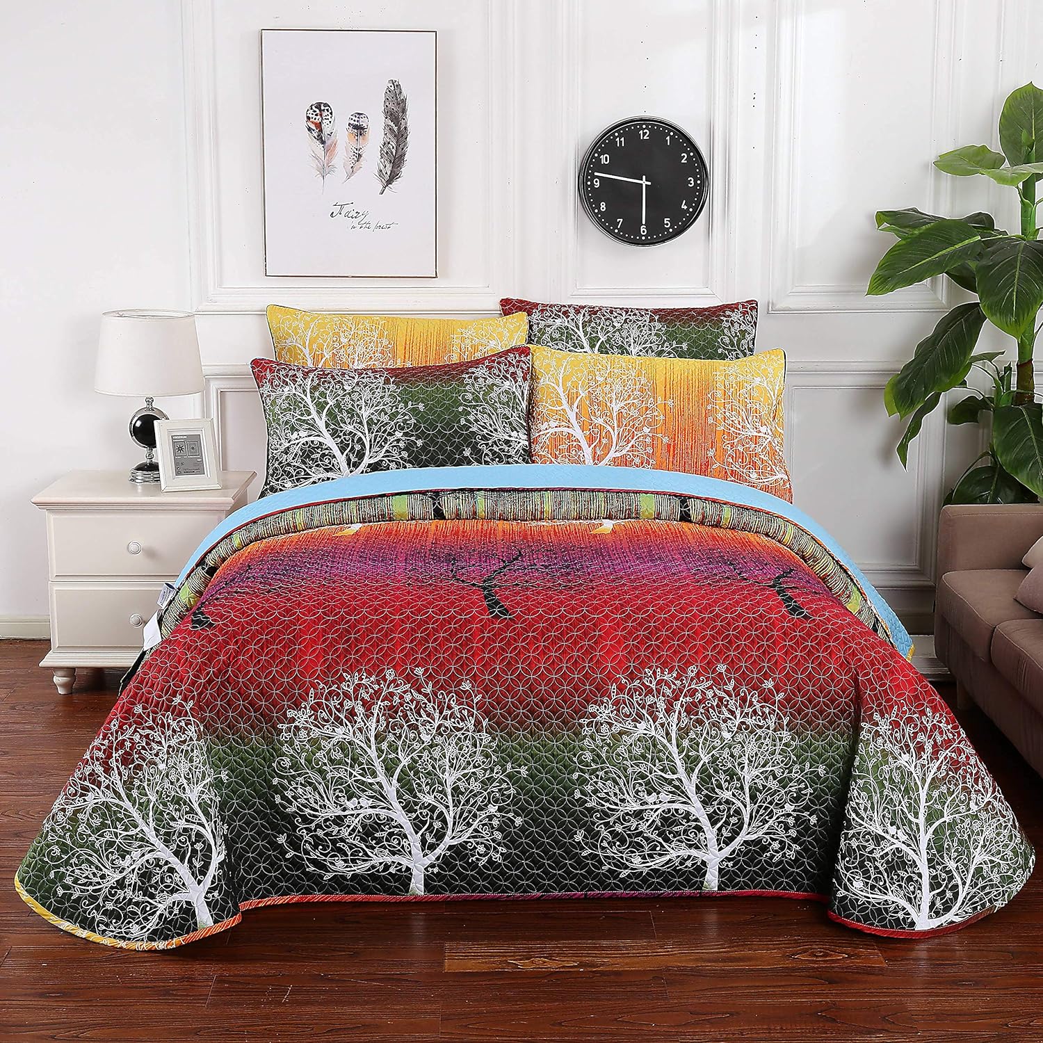 Swanson Beddings Rainbow Tree Quilt Set King Size