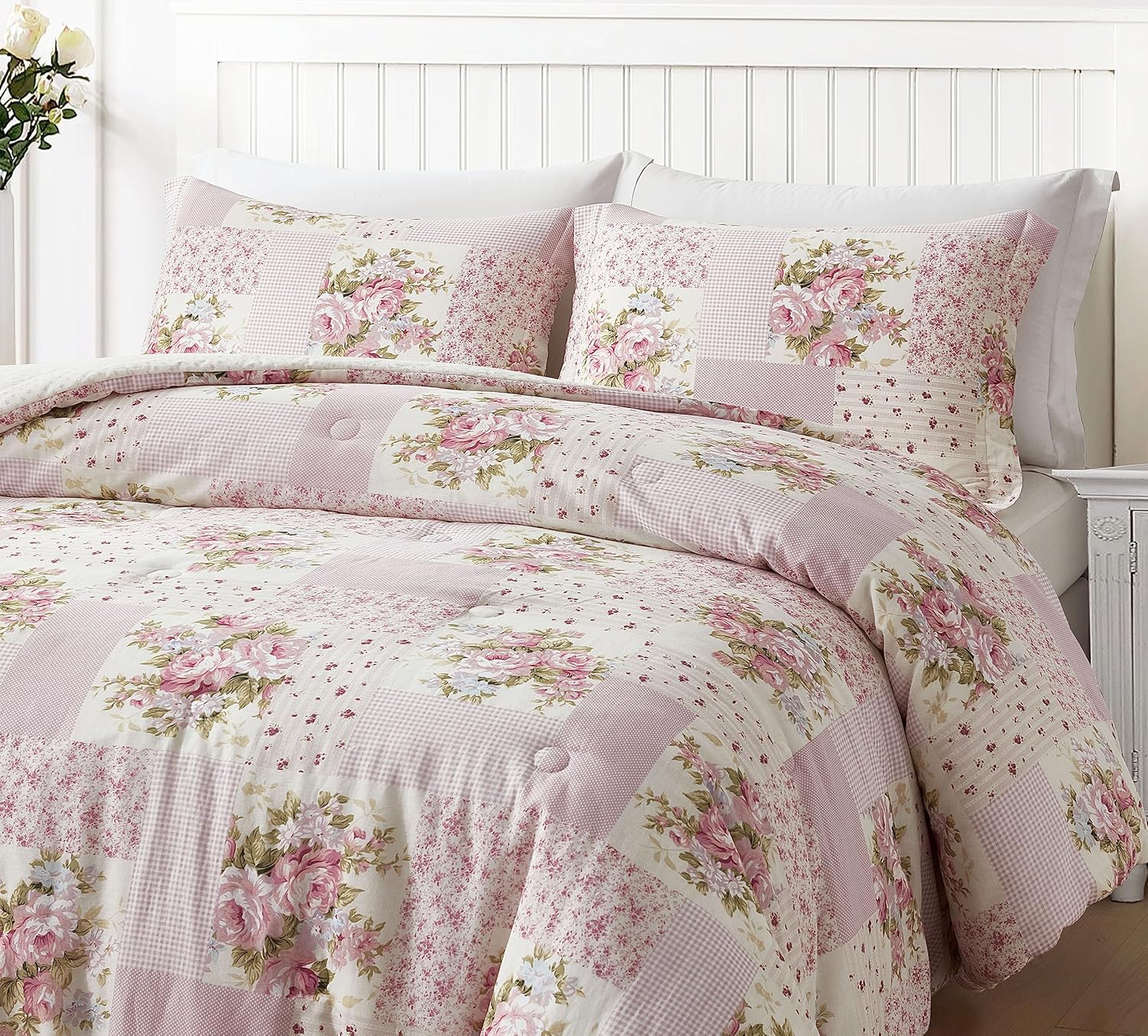Chezmoi Rosy 3-Piece Queen Comforter Set