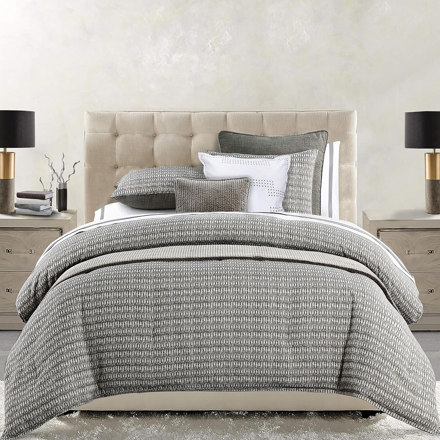 HiEnd Accents Queen Comforter Set 3 Piece Geometric Woven Jacquard