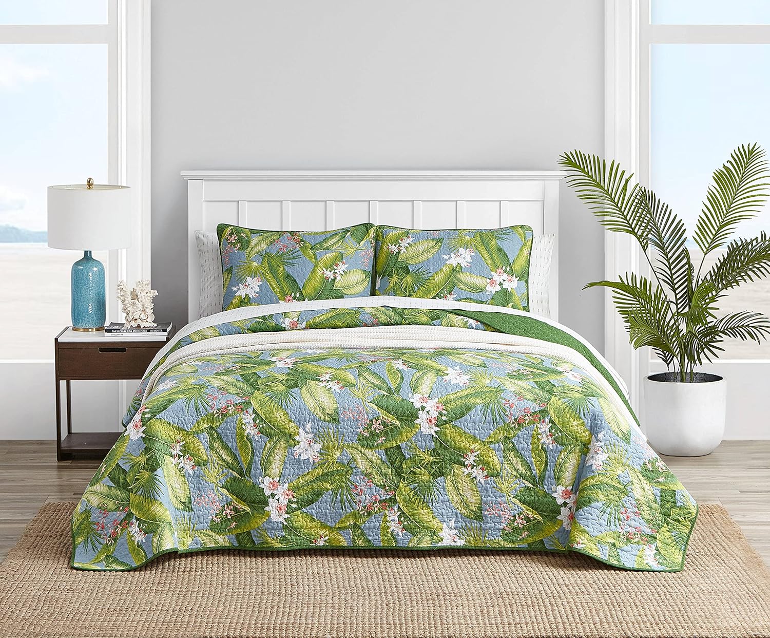 Tommy Bahama Twin Quilt Set - Reversible Cotton Bedding