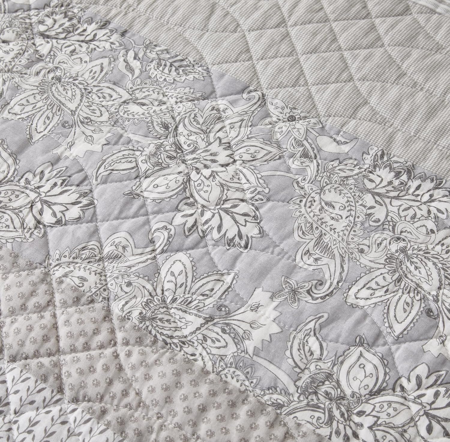 Chezmoi Collection Robyn Quilt Set - 2-Piece Neutral Taupe Gray White