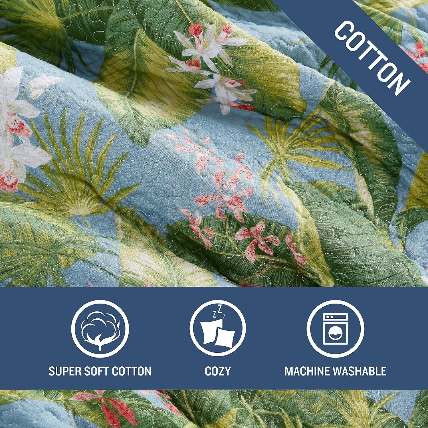 Tommy Bahama Twin Quilt Set - Reversible Cotton Bedding