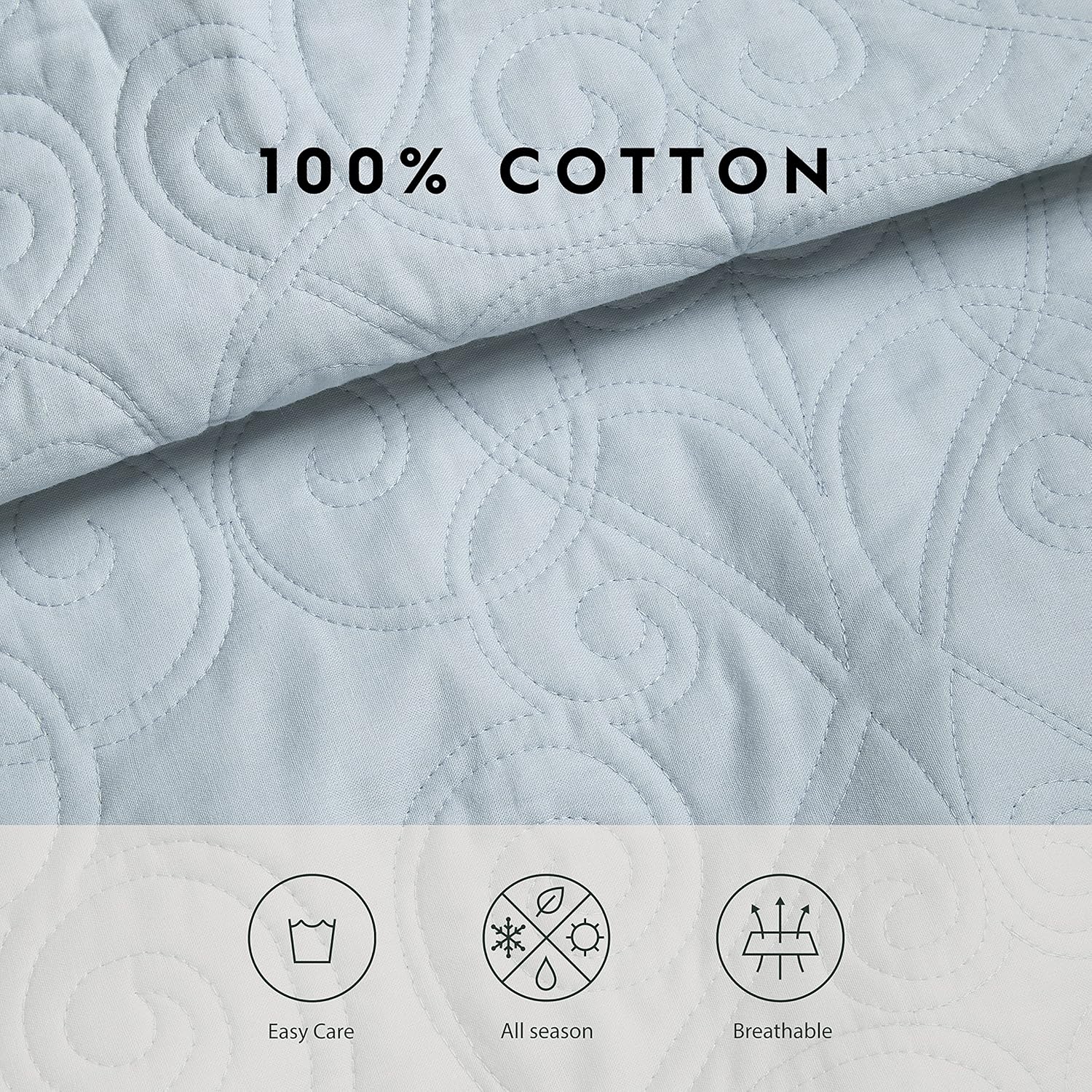 Laura Ashley Felicity Quilt Set - Twin Breeze Blue 100 Cotton