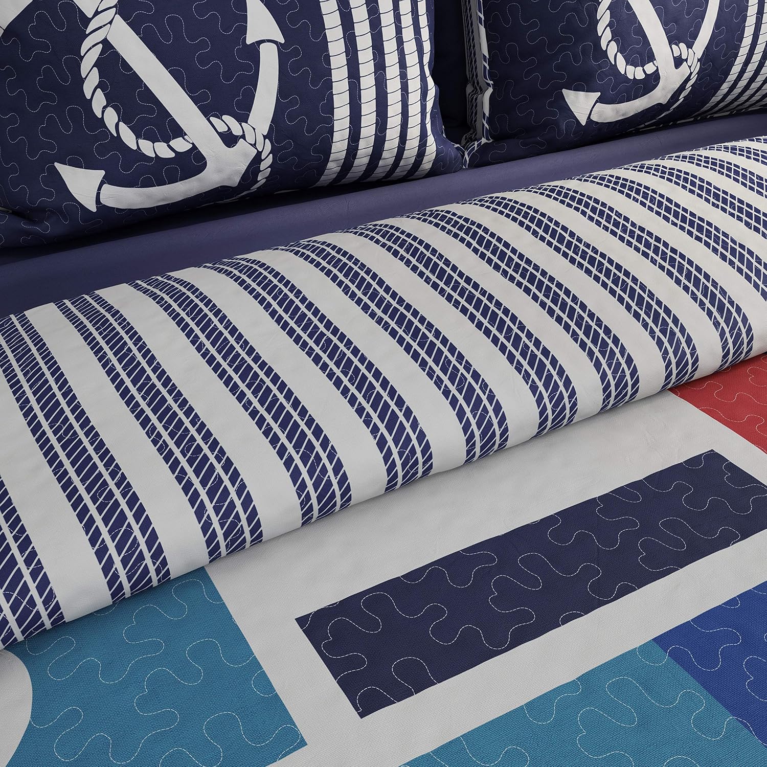 Lavish Home 2-Piece Twin Quilt Set - Coastal Themed Reversible Bedspread with Sham
