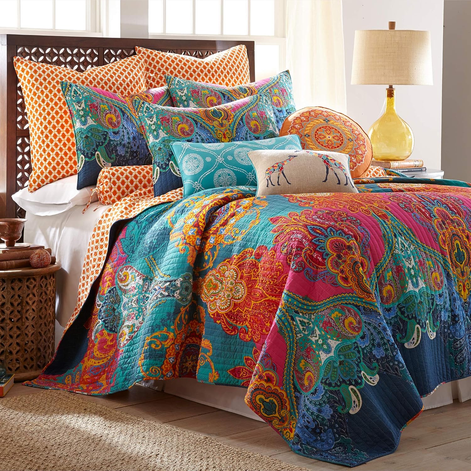 Levtex Home Mackenzie Quilt Set - KingCal King - Bohemian Pattern - Reversible - Cotton