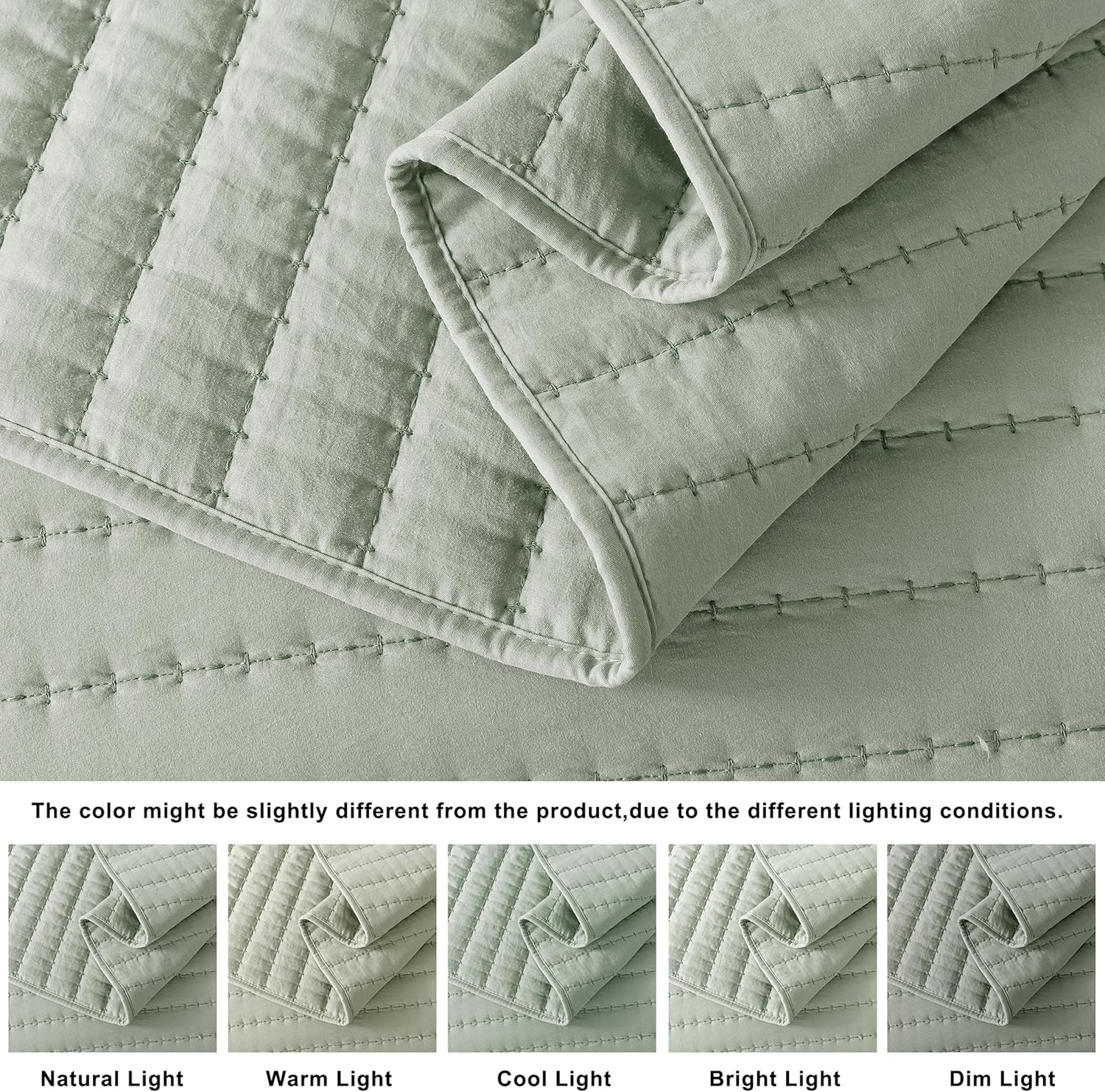 ROARINGWILD Sage Green Twin Quilt Set with Pillow Sham