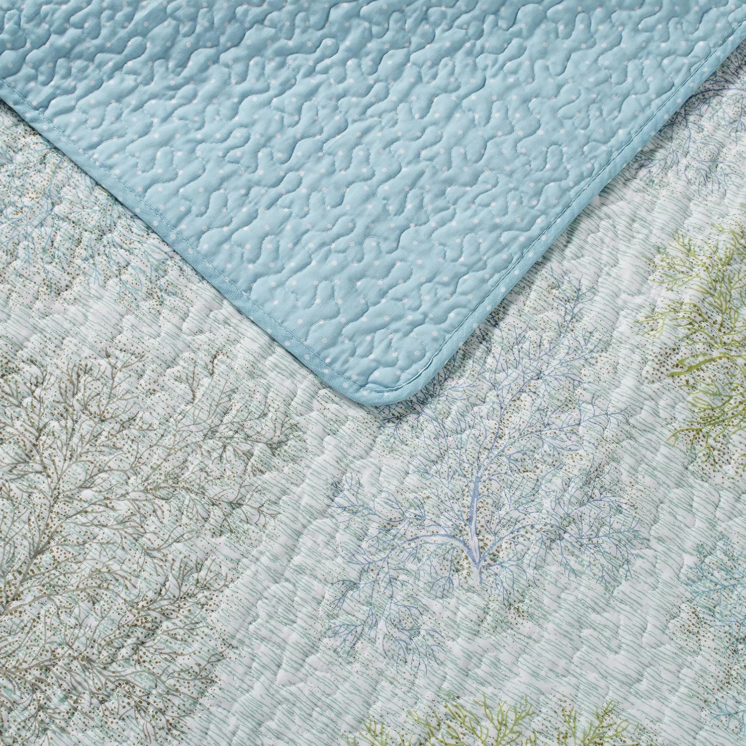 Laura Ashley Twin Quilt Set with Matching Sham Saltwater Blue 100 Cotton